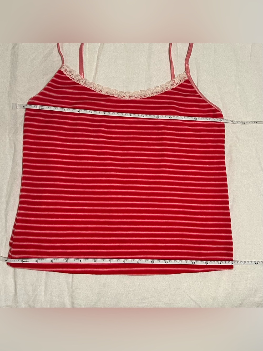 Victoria Secret Red Striped Lace-Trim Women's Camisole & Pant Pajama Set - Picture 5 of 14